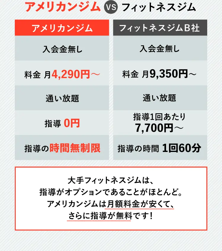 アメリカンジムVSフィットネスジム